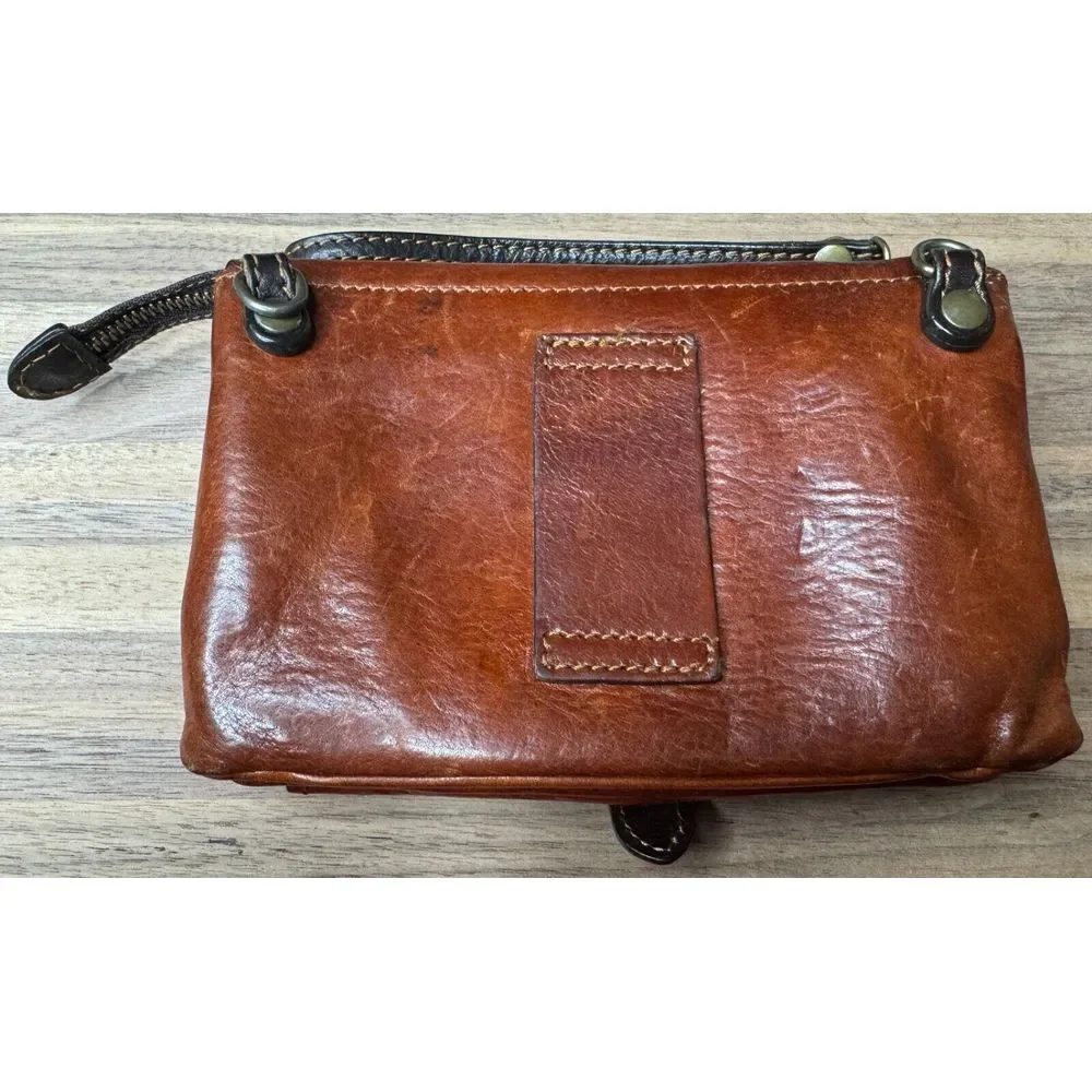 Firenze Rare Vintage Made In Italy Brown Crossbody Riding Purse With Front Pouch
